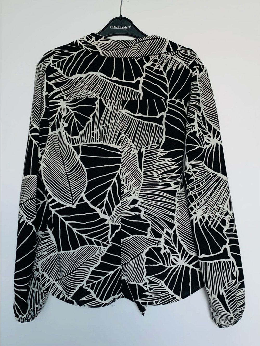 Frank Lyman Design Black and White Leaf Tie-Front Blouse - Picture 5 of 6